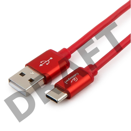 Кабель USB 2.0 Cablexpert CC-S-USBC01R-1.8M, AM/Type-C, серия Silver, длина 1.8м, красный, блистер 