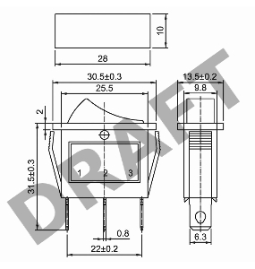 Выключатель клавишный 250V 15А (3с) ON-OFF синий  с подсветкой  REXANT