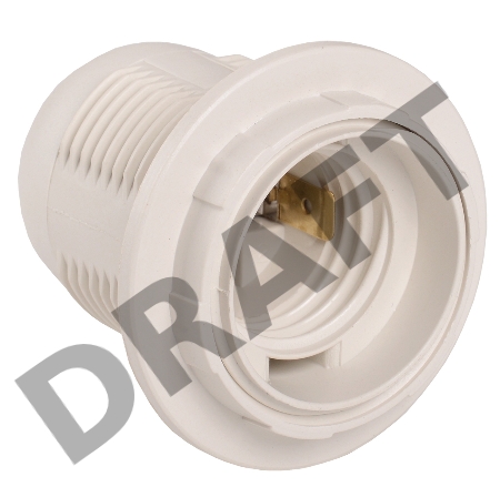 Патрон пластик с кольцом, Е27, белый, стикер на изделии, Iek EPP11-04-01-K01 Ппл27-04-К12