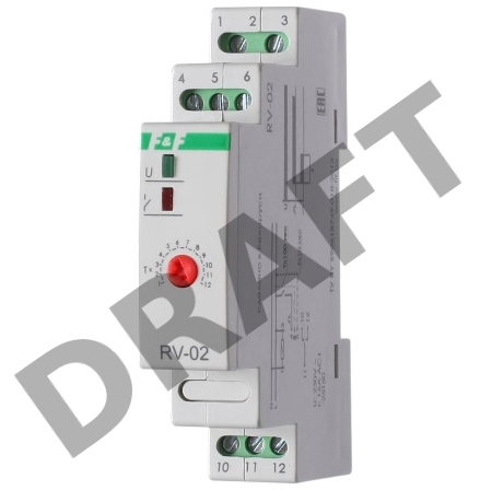 Реле времени RV-02 (задержка выкл. (1..120сек) 230В 16А 1перекл. IP20 монтаж на DIN-рейке) F&F EA02.001.008