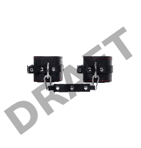 Оковы однослоиные с контрастнои строчкои Pecado BDSM, натуральная кожа, черные