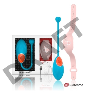 Голубое виброяйцо с нежно-розовым пультом-часами Wearwatch Egg Wireless Watchme