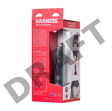 Страпон на креплении LoveToy с поясом Harness, черный