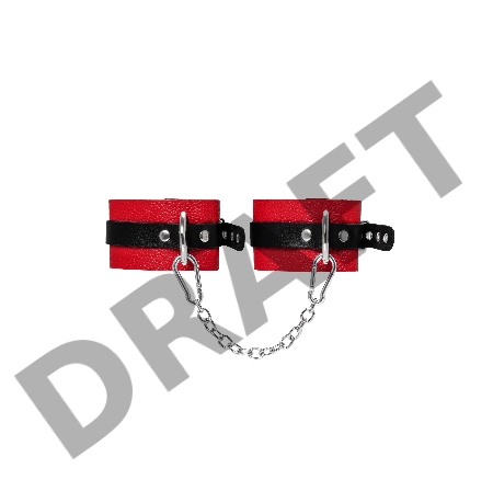 Оковы Pecado BDSM, мягкие, с одним ремешком с люверсами, натуральная кожа, красно-чёрные