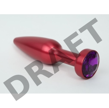 Большая красная анальная пробка с фиолетовым стразом - 11,2 см.