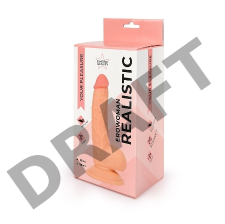 Телесный реалистичный фаллоимитатор Erowoman на присоске - 20 см.