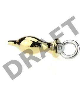 Золотистая металлическая пробка с кольцом - 16 см.