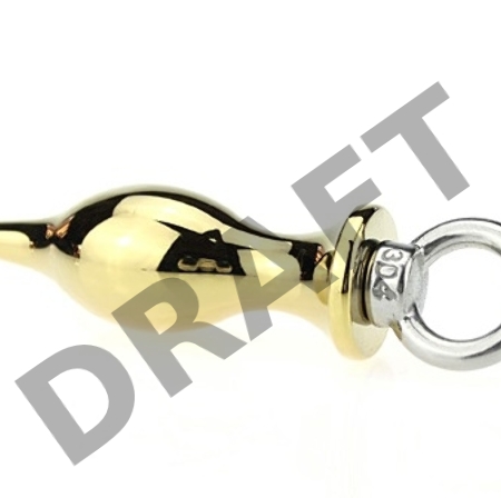 Золотистая металлическая анальная пробка с кольцом - 7 см.