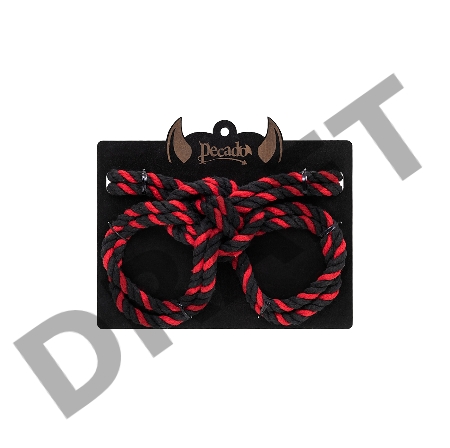 Наручники-оковы из хлопковой веревки Узел-Альфа, черно-красные, 3,3 м