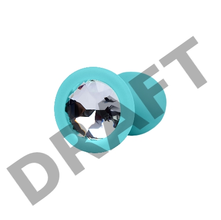 Анальная втулка Штучки-Дрючки, силикон, с прозрачным кристаллом, голубая, 2,7 см