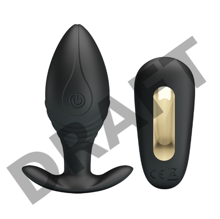 Роскошная черная анальная вибропробка Regina с пультом ДУ - 8,8 см.
