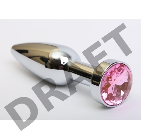 Удлинённая серебристая пробка с розовым кристаллом - 11,2 см.