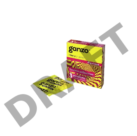 Презервативы Ganzo Extase, с точечно-ребристой поверхностью, анатомической формы, латекс, 18 см, 3 ш