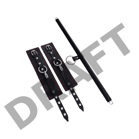 Бандажный набор 3 точки фиксации Pecado BDSM (распорка, оковы), натуральная кожа, черный