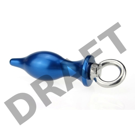Синяя металлическая анальная пробка с кольцом