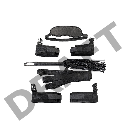 Набор бондажный TOYFA Theatre: ремни(4шт) + плетка + наручники + оковы + маска, текстиль, чёрный