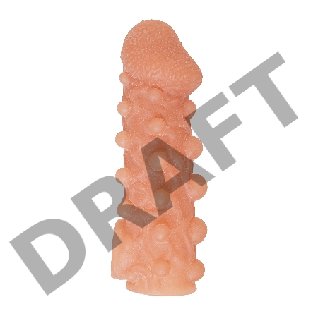  Насадка KOKOS реалистичная с дополнительной стимуляцией, TPE, телесная, 15.6 см