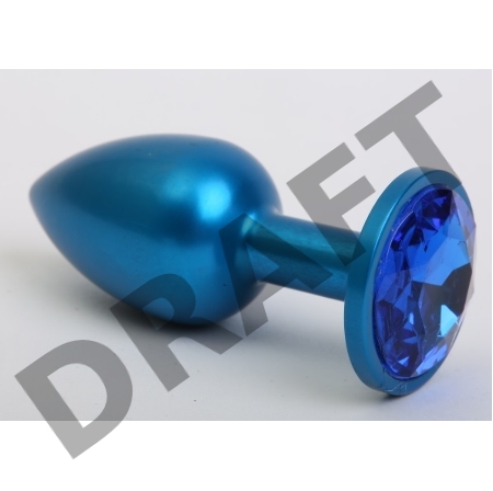 Синяя анальная пробка с синим кристаллом - 8,2 см.