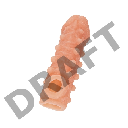  Насадка KOKOS реалистичная с дополнительной стимуляцией, TPE, телесная, 15.6 см