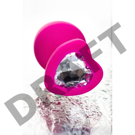 Анальная втулка ToDo by Toyfa Diamond Heart, силикон, розовая, 9,5 см, Ø 4 см