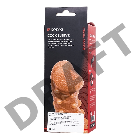  Насадка KOKOS реалистичная с дополнительной стимуляцией, TPE, телесная, 15.6 см