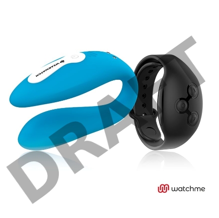 Голубой вибратор для пар с черным пультом-часами Weatwatch Dual Pleasure Vibe