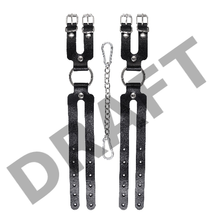 Оковы Pecado BDSM, из двух ремешков, натуральная кожа, чёрные