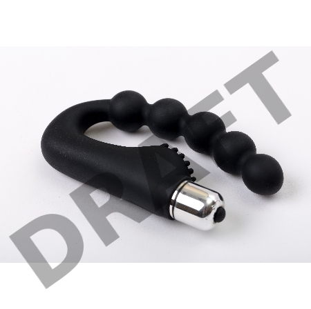 Чёрный силиконовый вибромассажер в форме подковы