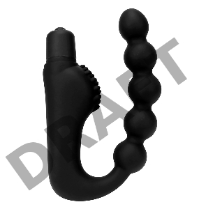 Чёрный силиконовый вибромассажер в форме подковы