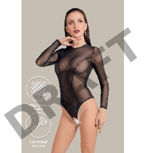 Эротическое боди Waname Grace с длинными рукавами черное (50-52)