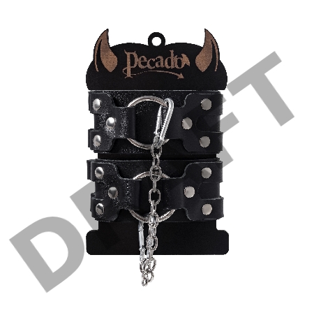 Оковы Pecado BDSM, с двумя ремешками, натуральная кожа, чёрные