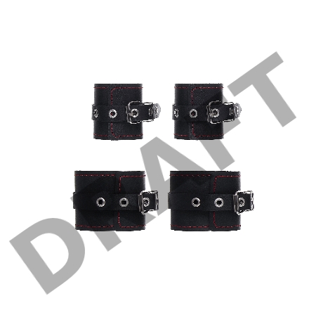 Бандажный набор 4 точки фиксации Pecado BDSM (распорка, наручники, оковы), натуральная кожа, черный