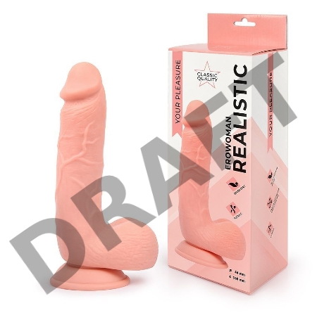Фаллоимитатор-реалистик Erowoman телесного цвета с мошонкой