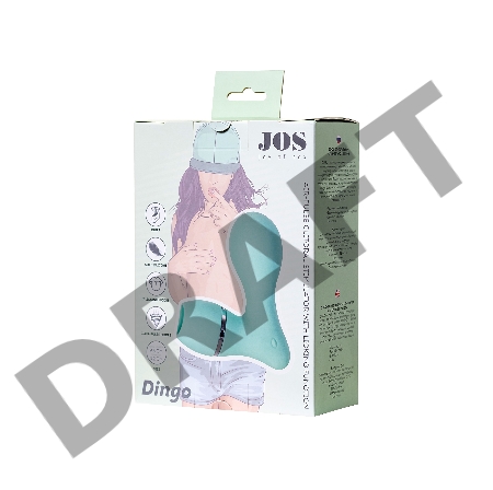 Вакуумный стимулятор клитора с язычком JOS DINGO, силикон, голубой, 9,5 см