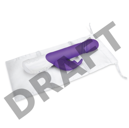 Фиолетовый вибратор-кролик с возвратно-поступательными движениями головки - 24 см.