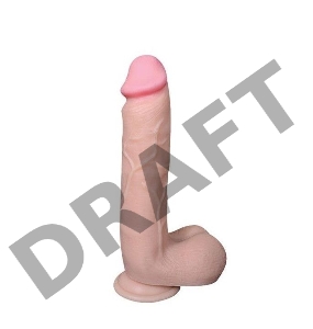 Реалистичный фаллоимитатор телесного цвета с мошонкой на присоске