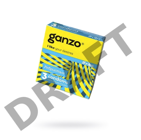 Презервативы Ganzo Ribs, с ребристой поверхностью, латекс, 18 см, 3 шт