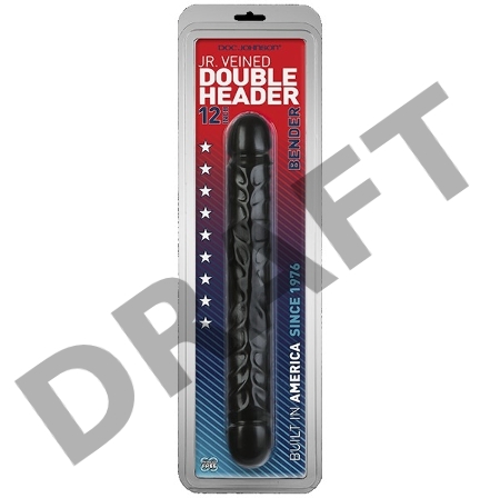 Фаллоимитатор двухголовый черный Jr. Veined Double Header 12 - Bender - Black