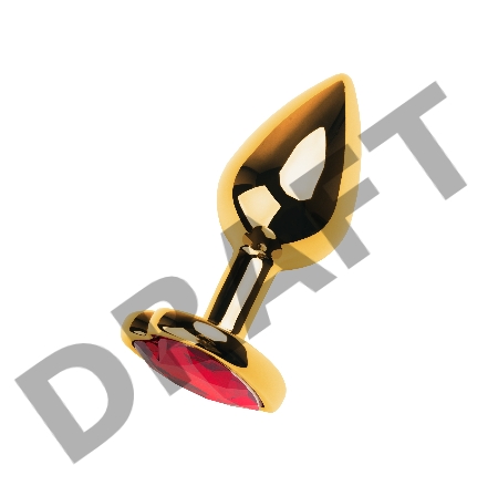 Анальная втулка Metal by TOYFA, металл, золотая, с красным кристаллом, 7 см, Ø 2,7 см, 50 г