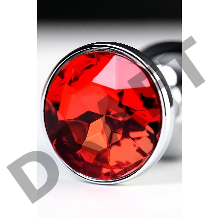 Анальная втулка Metal by TOYFA, металл, серебряная, с красным кристаллом, 7,1 см, Ø 2,7 см, 150 г