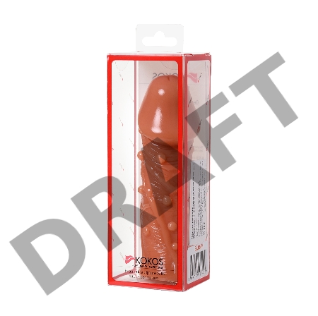 Насадка KOKOS с  дополнительной стимуляцией, реалистичная, TPE, бежевый, 14.7 см