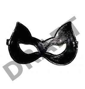 Черная лаковая маска с ушками из эко-кожи