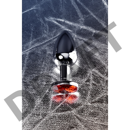 Анальная втулка Metal by TOYFA, металл, серебряная, с красным кристаллом, 7,1 см, Ø 2,7 см, 150 г