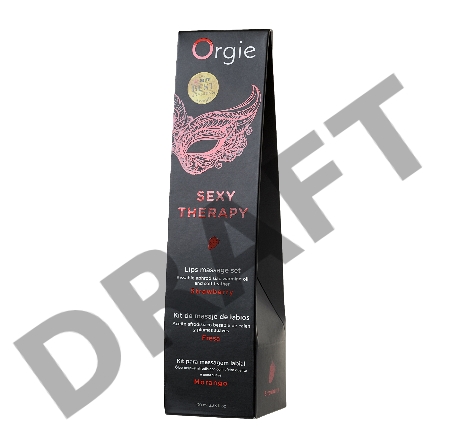 Комплект для сладких игр Orgie Lips (массажное масло для поцелуев, перо), клубника, 100 мл