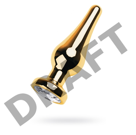 Анальная втулка Metal by TOYFA, металл, золотая, с кристаллом цвета алмаз, 10 см, Ø 3 см, 95 г