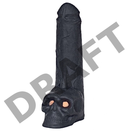 Фаллоимитатор Призрачный всадник с мошонкой в виде черепа - 28,5 см.