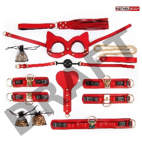 Большой эротический набор БДСМ в красном исполнении
