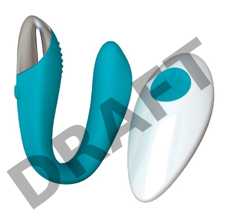 Вибратор для пар с пультом ДУ Fera, цвет морская волна (INFINITE)