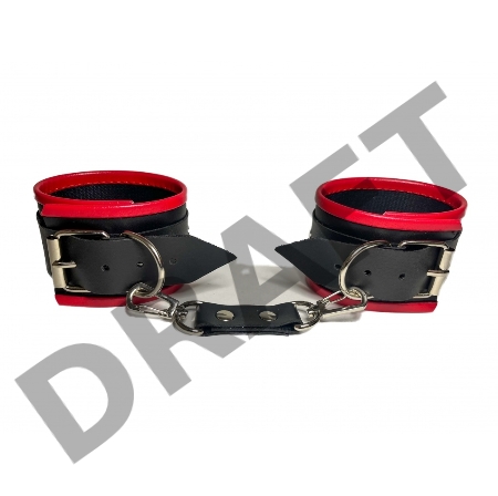 Черно-красные наручники из эко-кожи