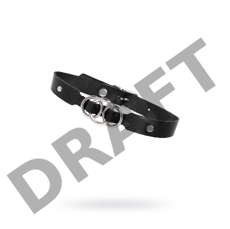 Чокер-ошейник Pecado BDSM, со связанными кольцами, натуральная кожа, чёрный
